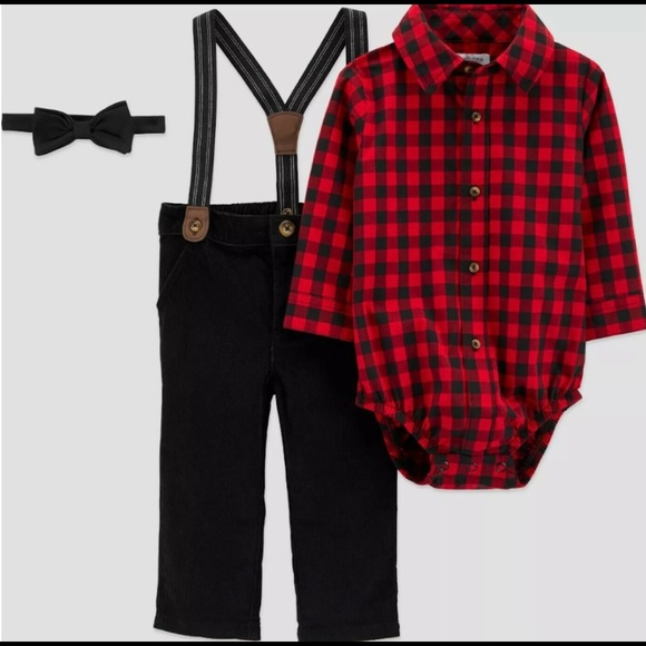 NWT Baby Boys' Buffalo Plaid Top & Bottom Set - Picture 1 of 3